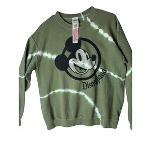 Disney Parks Mickey Mouse Disneyland Tie Dye Sweatshirt Olive Green Mens Medium